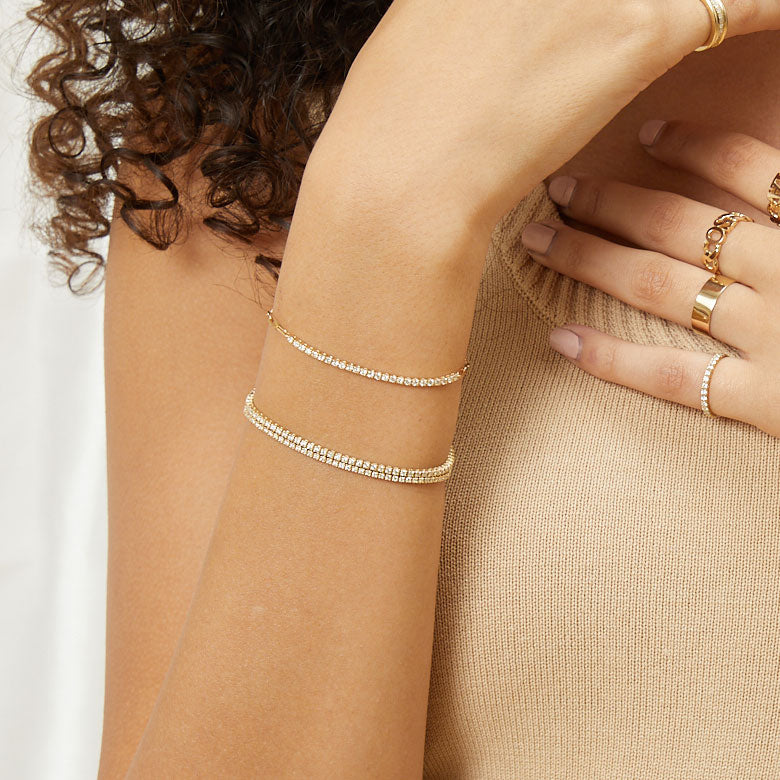 Diamond Handcuff Bracelet and Ring Set in 14k or 18k Gold | Uverly - UVERLY